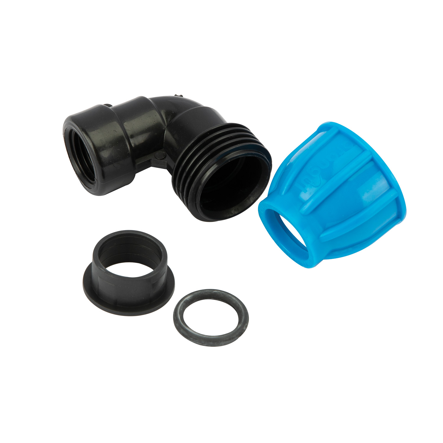 Cot compresiune PEHD, 20mm, filet interior, 1/2", polipropilena, negru-albastru