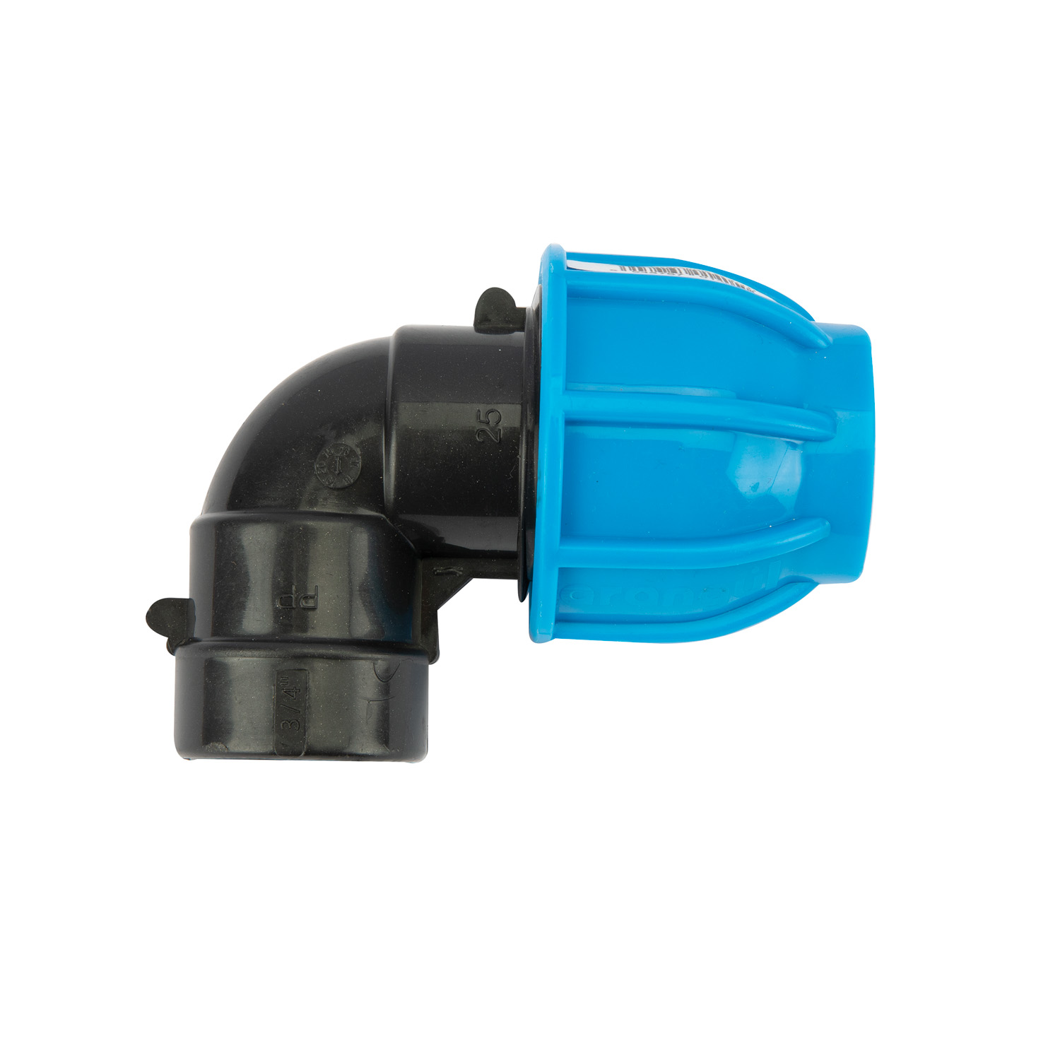 Cot compresiune PEHD, 25mm, filet interior, 3/4", polipropilena, negru-albastru