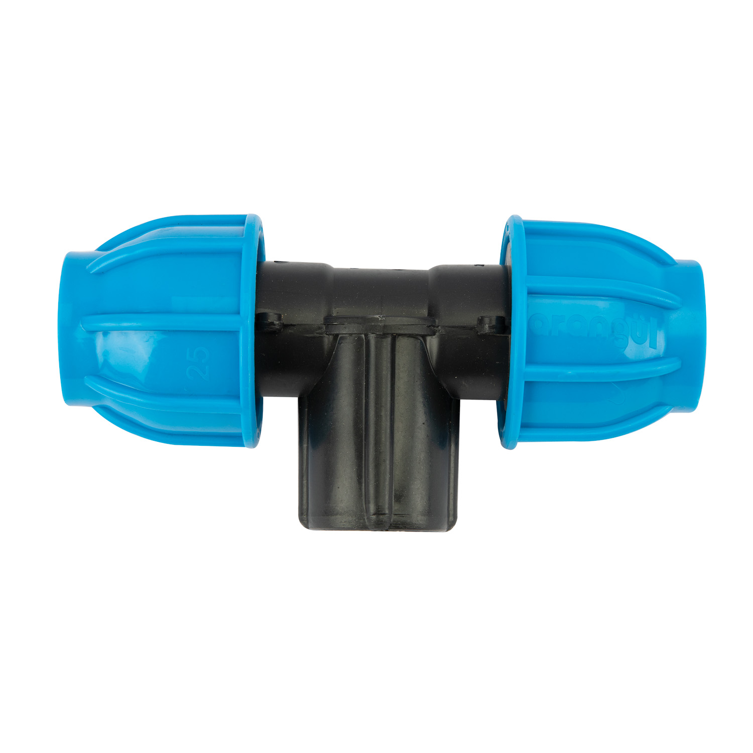 Teu compresiune egal PEHD, 25mm, filet interior, 3/4", polipropilena, negru-albastru