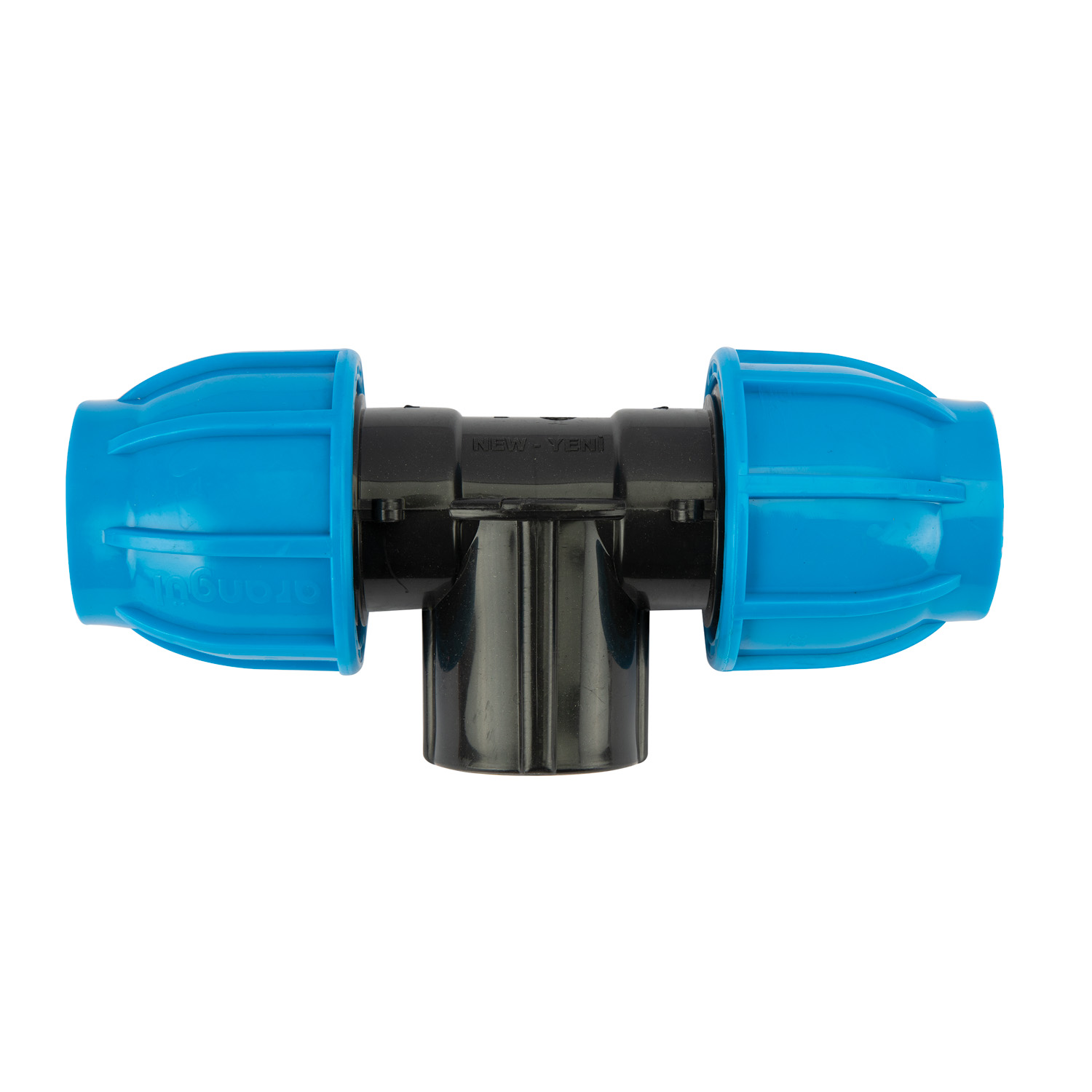 Teu compresiune PEHD, 32mm, filet interior, 3/4", polipropilena, negru-albastru