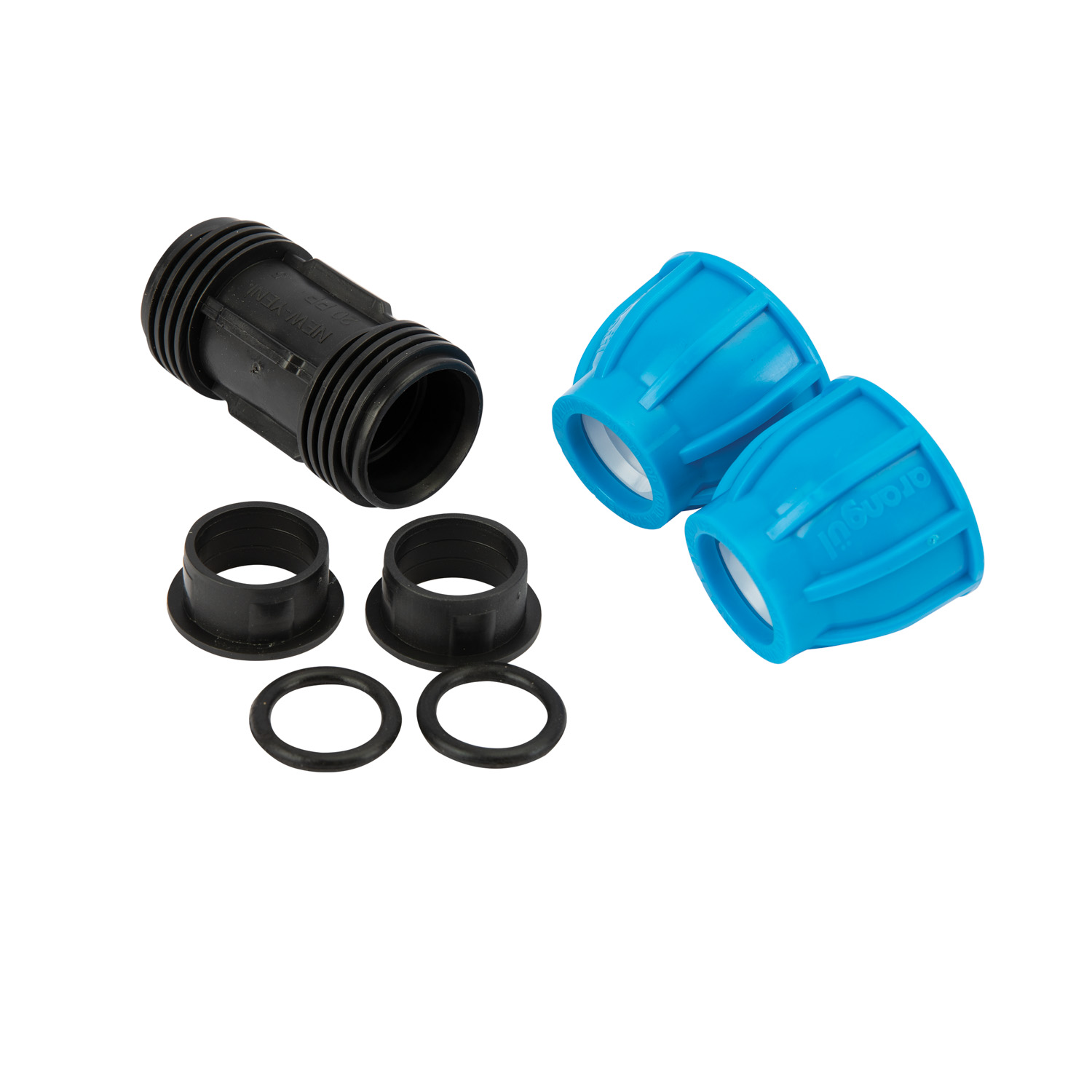 Mufa compresiune egala PEHD, 20mm, polipropilena, negru-albastru