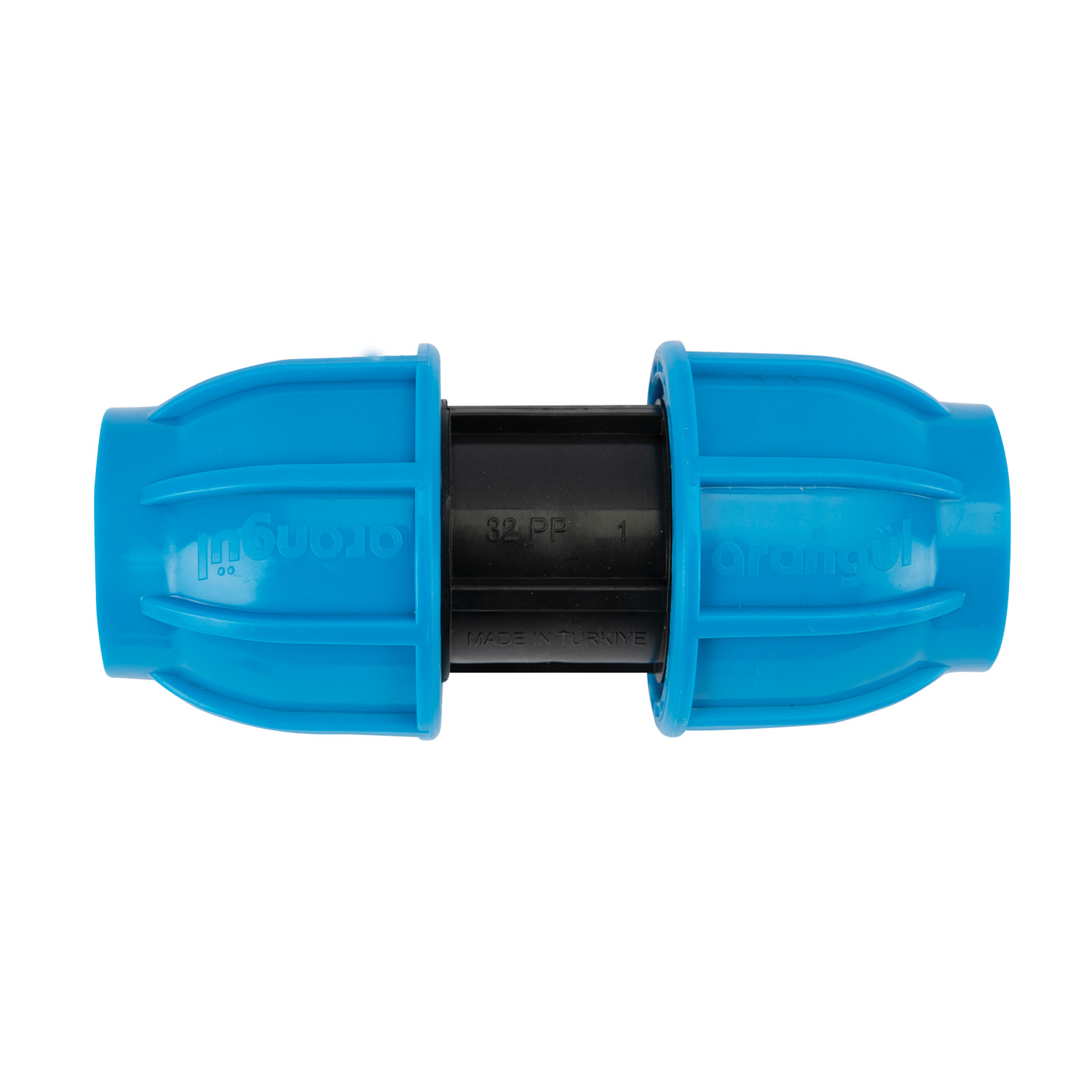 Mufa compresiune egala PEHD, 32mm, polipropilena, negru-albastru