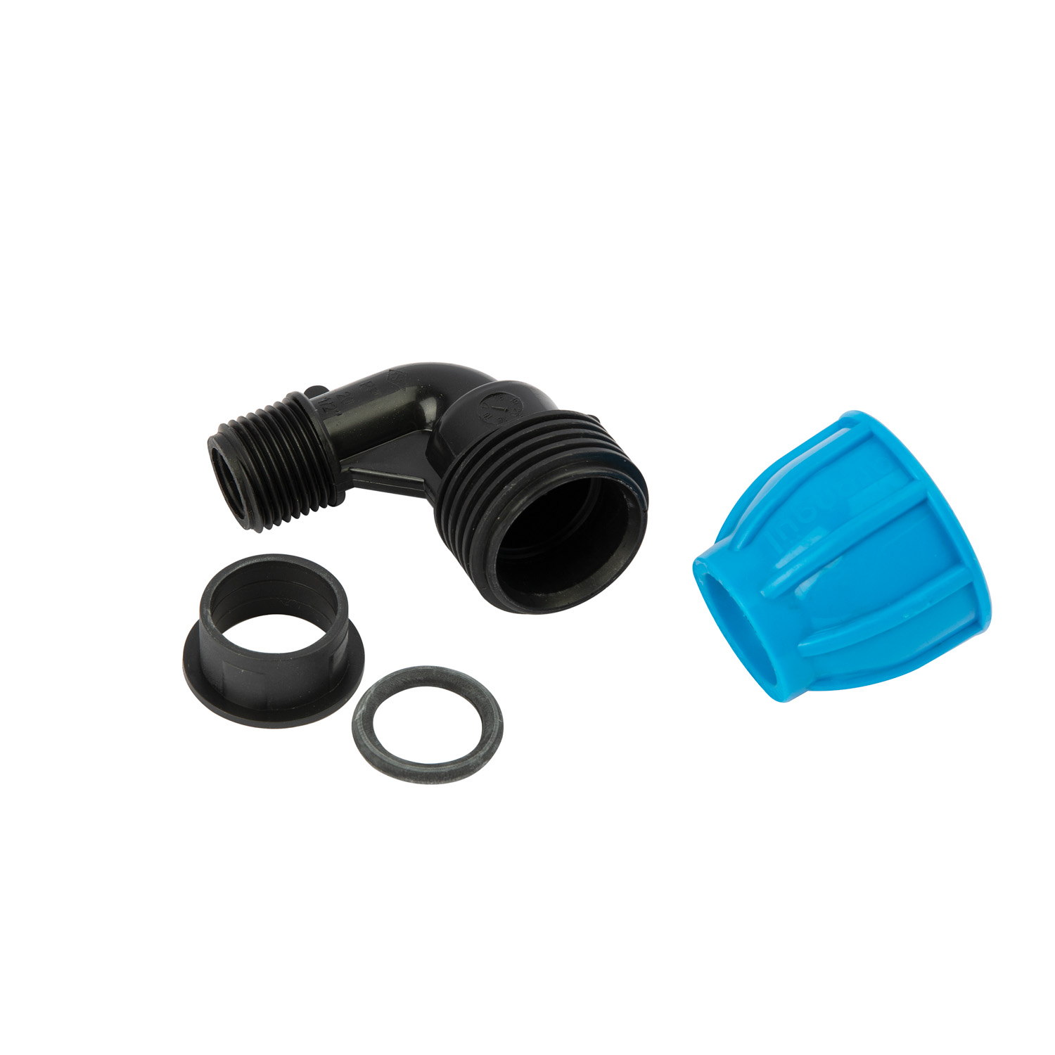 Cot compresiune PEHD, 20mm, filet exterior, 1/2", polipropilena, negru-albastru