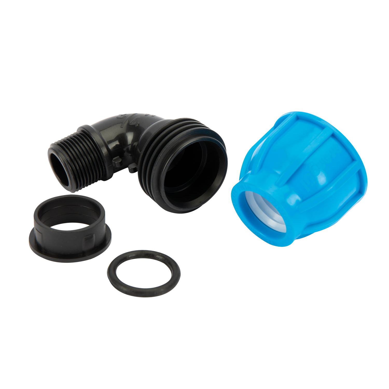Cot compresiune PEHD, 25mm, filet exterior, 3/4", polipropilena, negru-albastru
