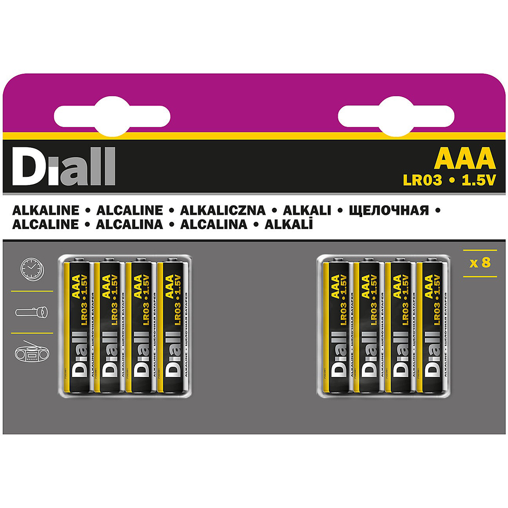 Baterie alcalina DIALL AAA, 1.5V, 8 bucati