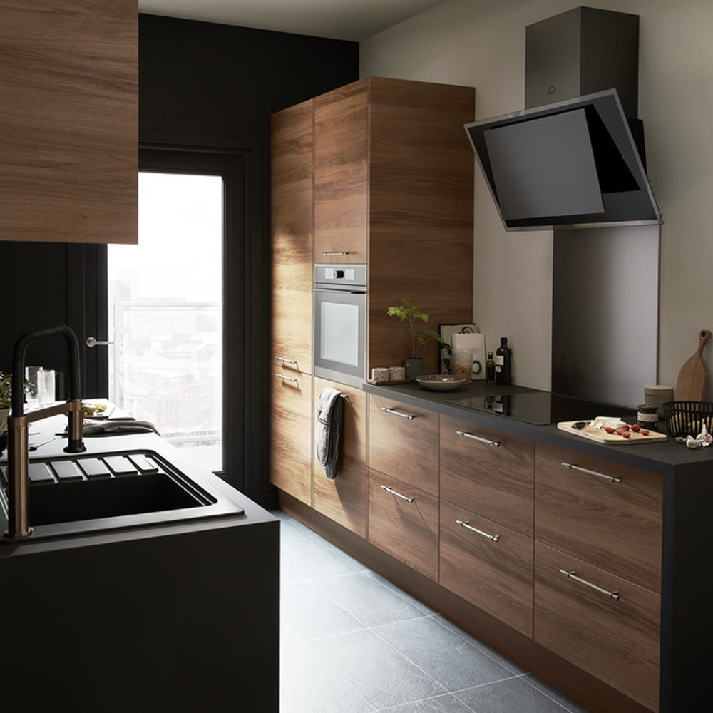 Front usa cu 3 sertare GOODHOME Chia, PAL, 79.7 x 71.5 x 1.8 cm, maro