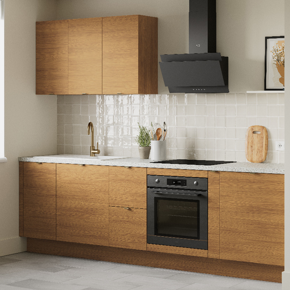 Front usa, sertar GOODHOME Chia, MDF, sticla, 49.7 x 71.5 x 1.8 cm, maro