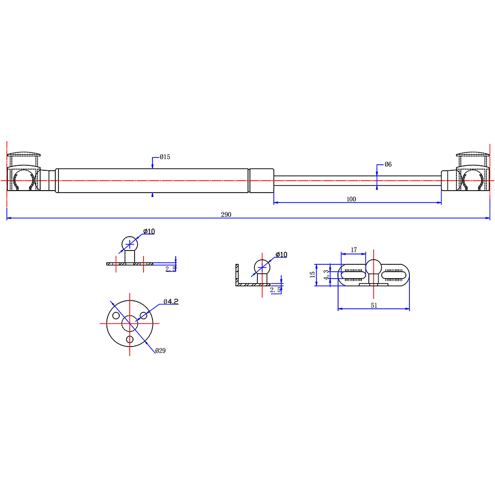 Piston deschidere verticala GOODHOME Enden, pentru usi 80-100 cm, 29 cm, argintiu