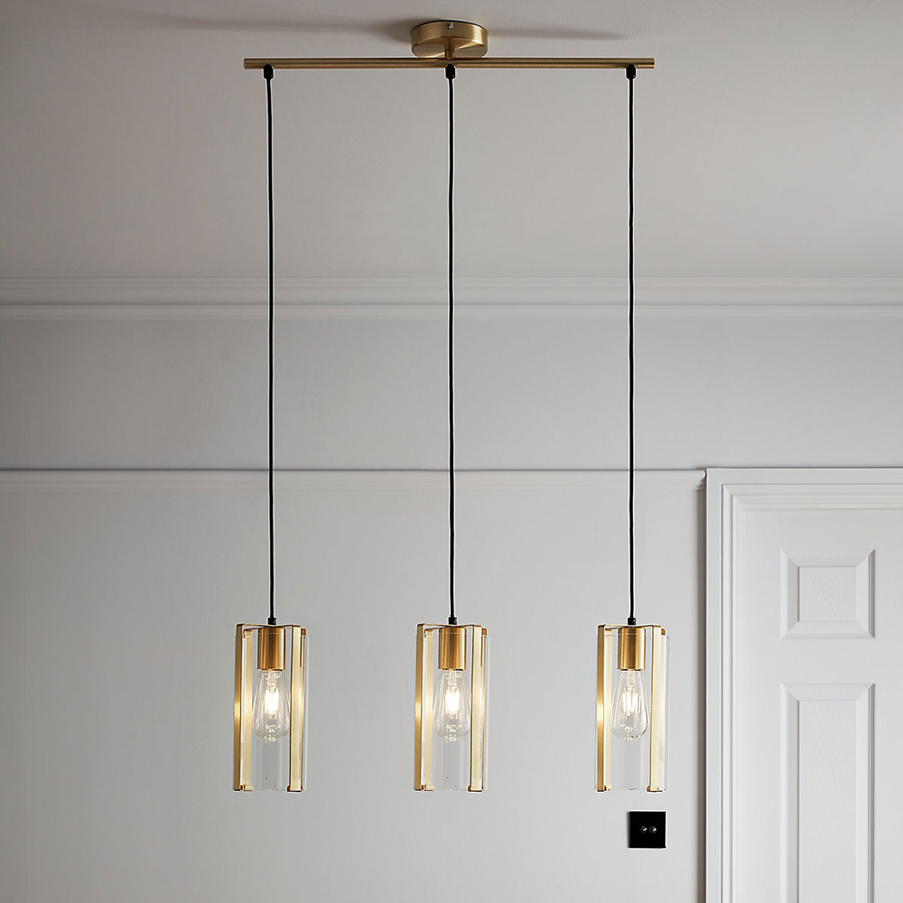 Pendul GOODHOME Saiphi, E27, 60W, 3 becuri, auriu