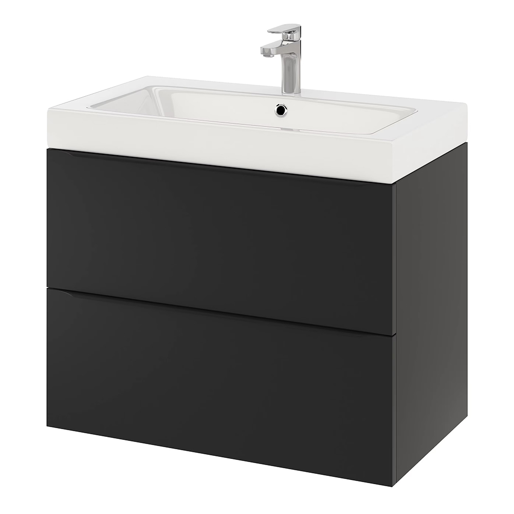 Lavoar baie GOODHOME Duala, rasina, 80 x 45 cm, alb mat