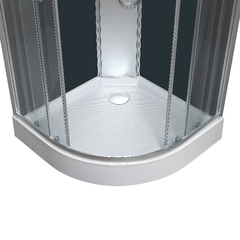 Cabina dus cu hidromasaj GoodHome Onega, semirotunda, 90 x 90 x 215 cm, sticla securizata 5mm, profil argintiu