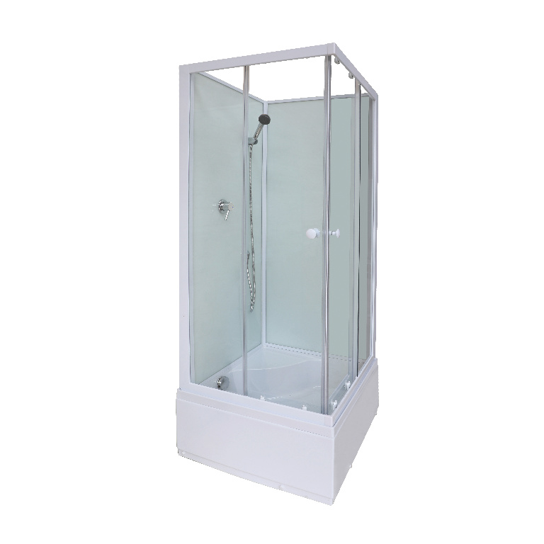 Cabina dus simpla inalta GOODHOME Arkell, patrata, profil metalic, sticla securizata, 80 x 80 x 200 cm, alb