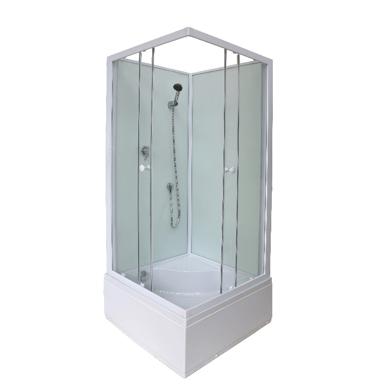 Cabina dus simpla inalta GOODHOME Arkell, patrata, profil metalic, sticla securizata, 80 x 80 x 200 cm, alb