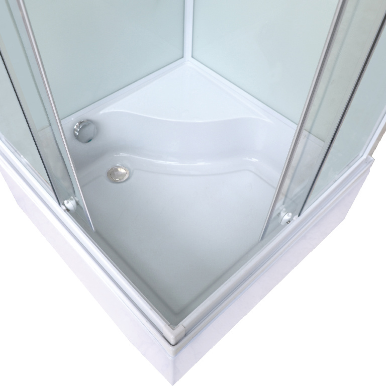 Cabina dus simpla inalta GOODHOME Arkell, patrata, profil metalic, sticla securizata, 80 x 80 x 200 cm, alb