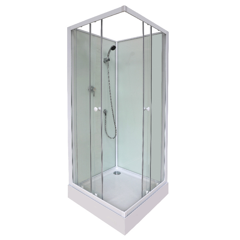 Cabina dus simpla GOODHOME Arkell, patrata, profil metalic, sticla securizata, 80 x 80 x 200 cm, alb