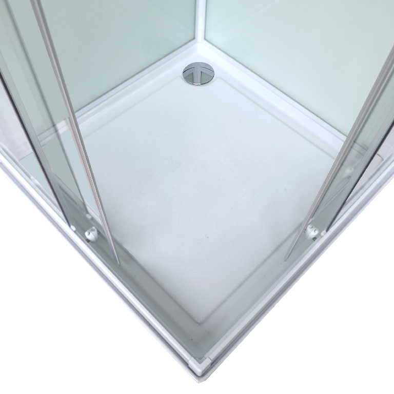 Cabina dus simpla GOODHOME Arkell, patrata, profil metalic, sticla securizata, 80 x 80 x 200 cm, alb