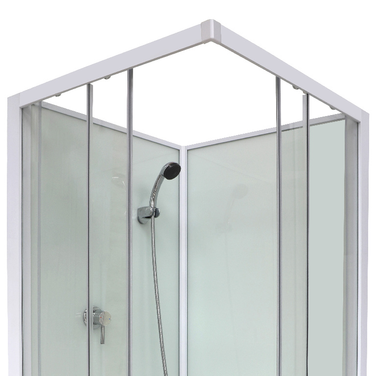 Cabina dus simpla GOODHOME Arkell, patrata, profil metalic, sticla securizata, 80 x 80 x 200 cm, alb