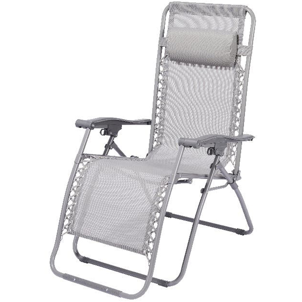 Scaun gradina reglabil GOODHOME Bergama, otel, 162 x 65 x 11.3 cm, gri