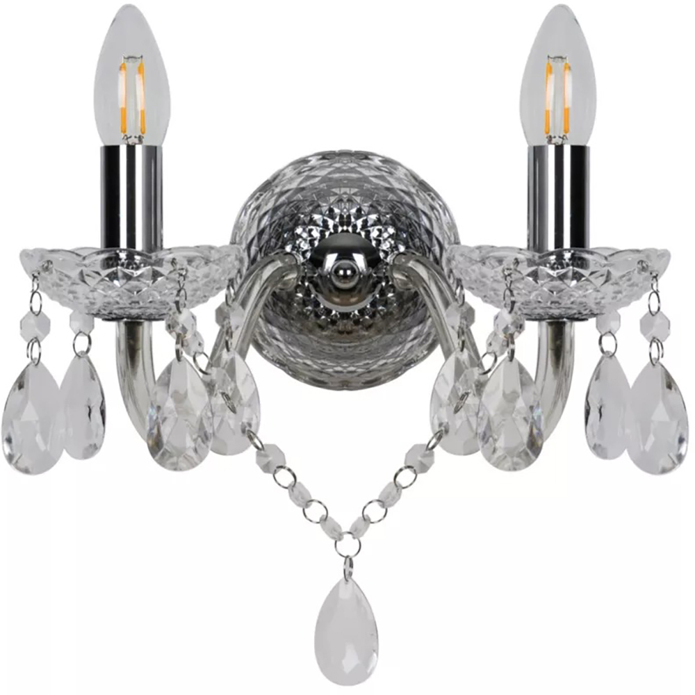 Aplica incandescenta Gacruz GOODHOME, 2 becuri E14, 2 x 40W, IP20, argintiu
