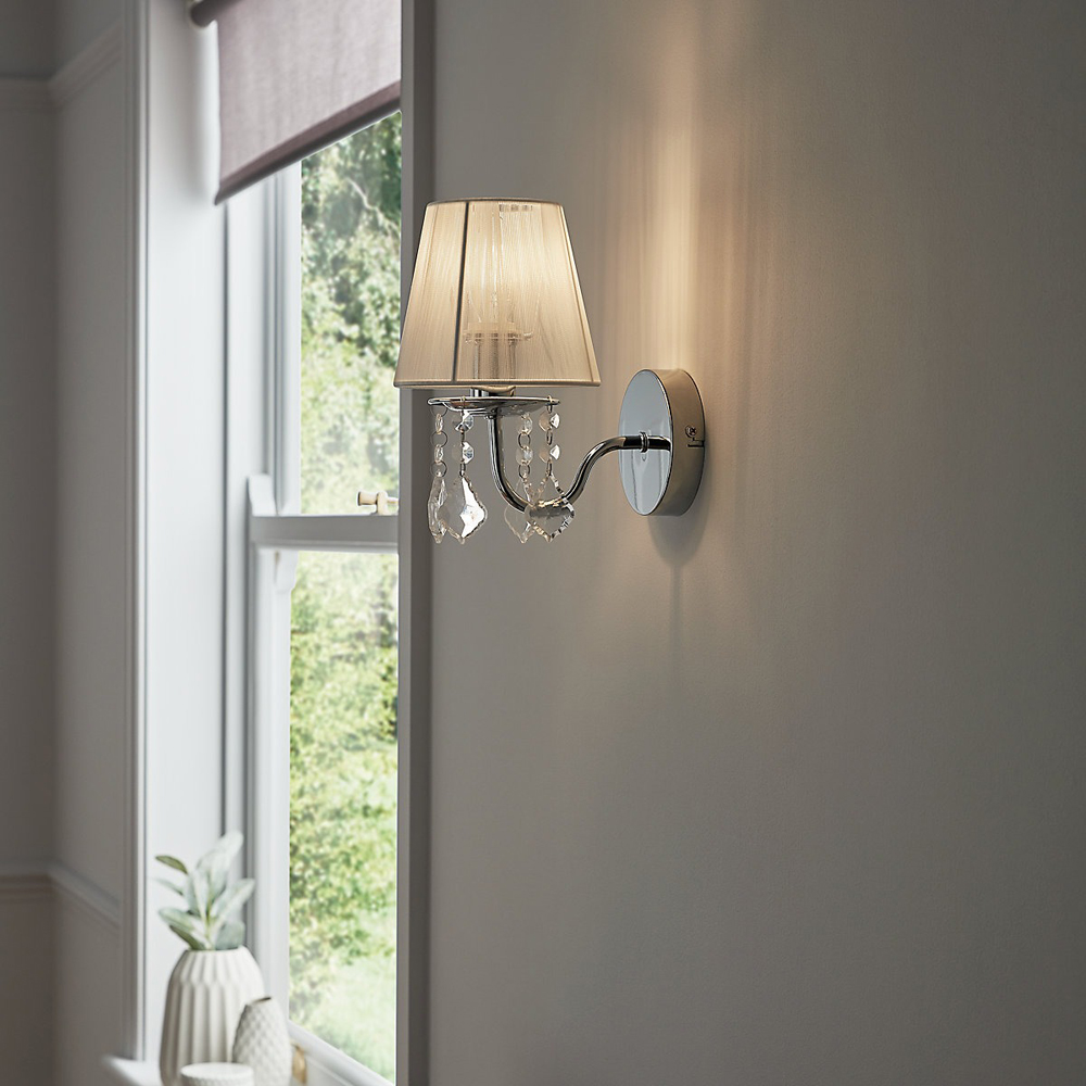 Aplica de perete Hovland GoodHome, E14, LED compatibil, corp metalic, gri