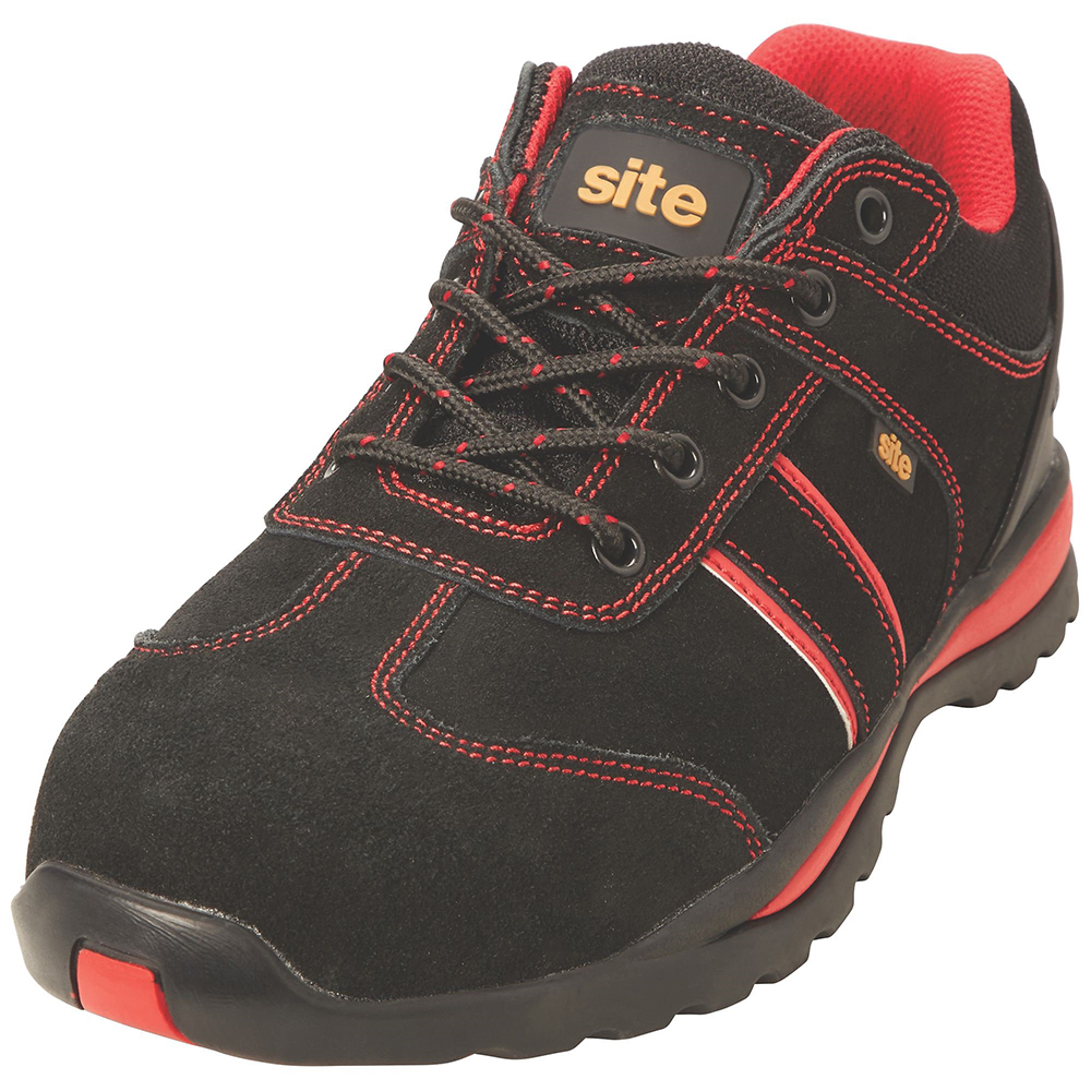Pantofi de protectie SITE Coltan, marimea 44, negru-rosu