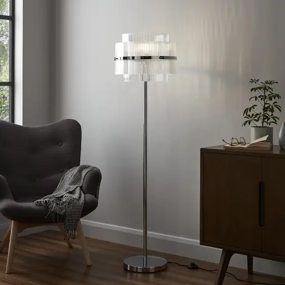 Lampadar GOODHOME Rhyolit, 42W, E27, argintiu