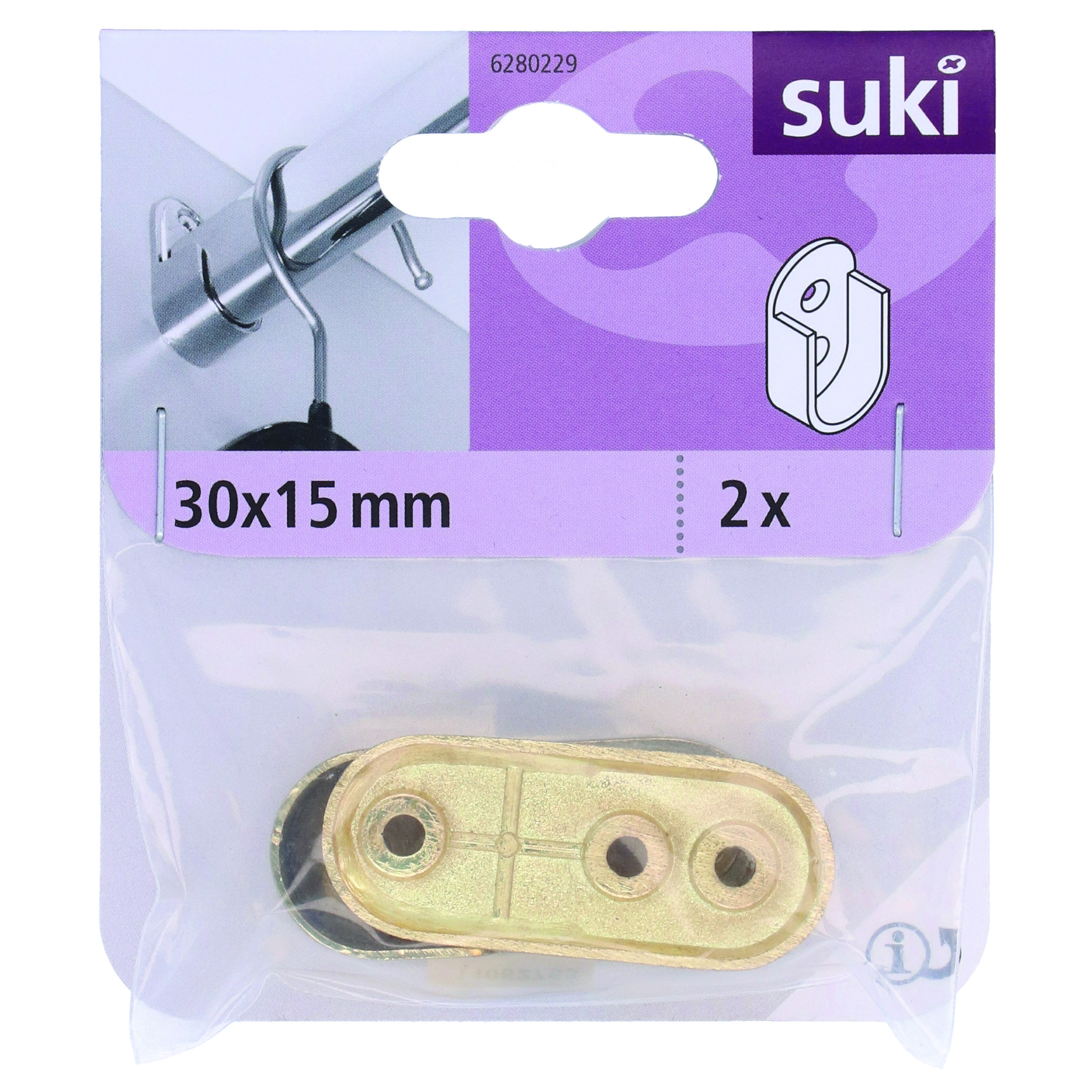 Suport bara dulap Suki 6280229, alamit, 30 x 15 mm, bronz