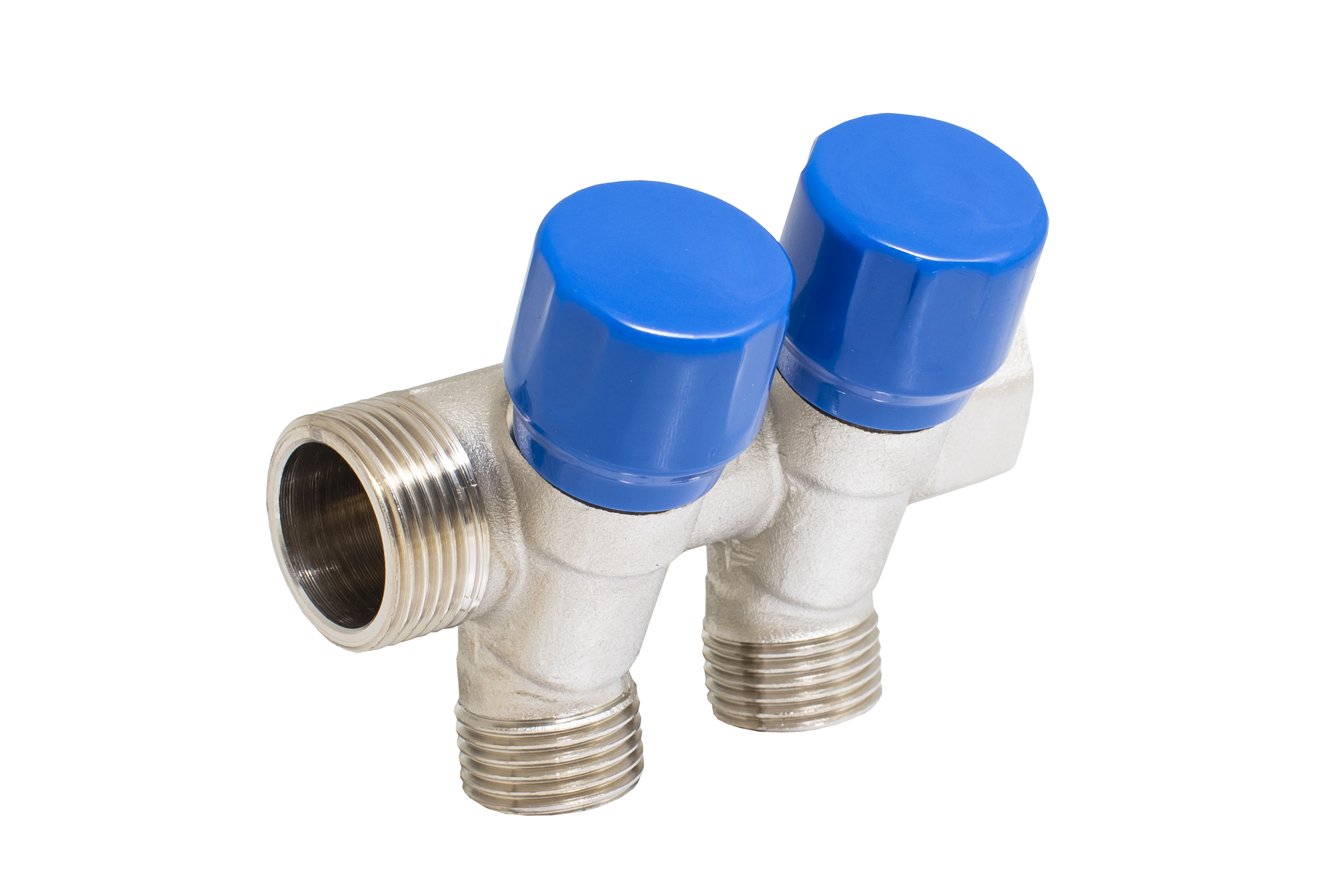 Distribuitor robinet, 2 iesiri, racord 3/4, albastru