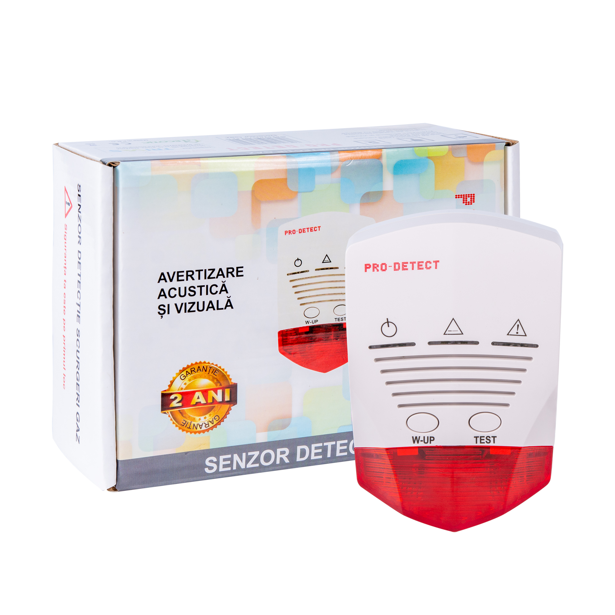 Detector de gaz Pro Detect, avertizare sonora si luminoasa, 220 V, alb