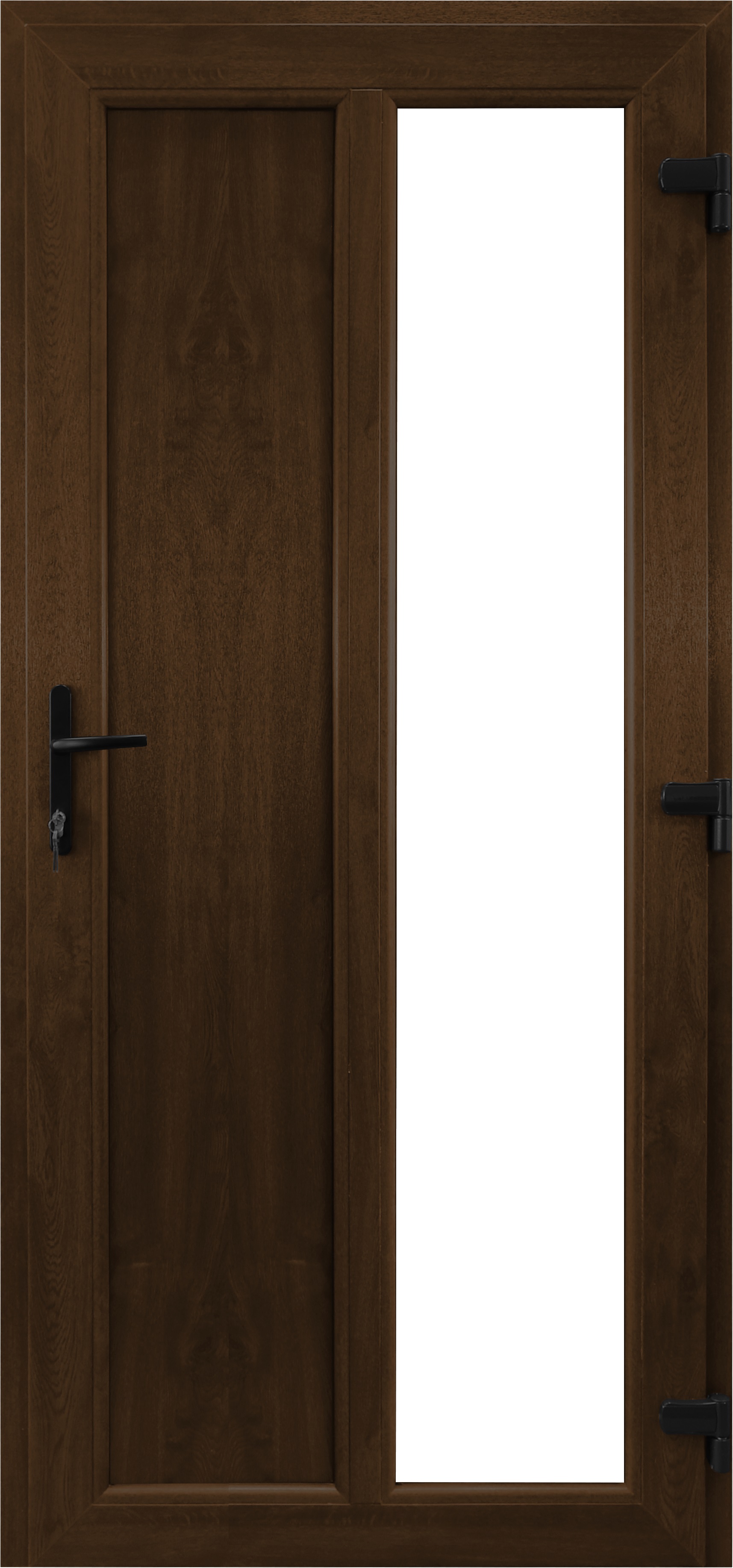 Usa exterior APLAST, cu geam, stanga, PVC, 88 x 203 cm, maro inchis