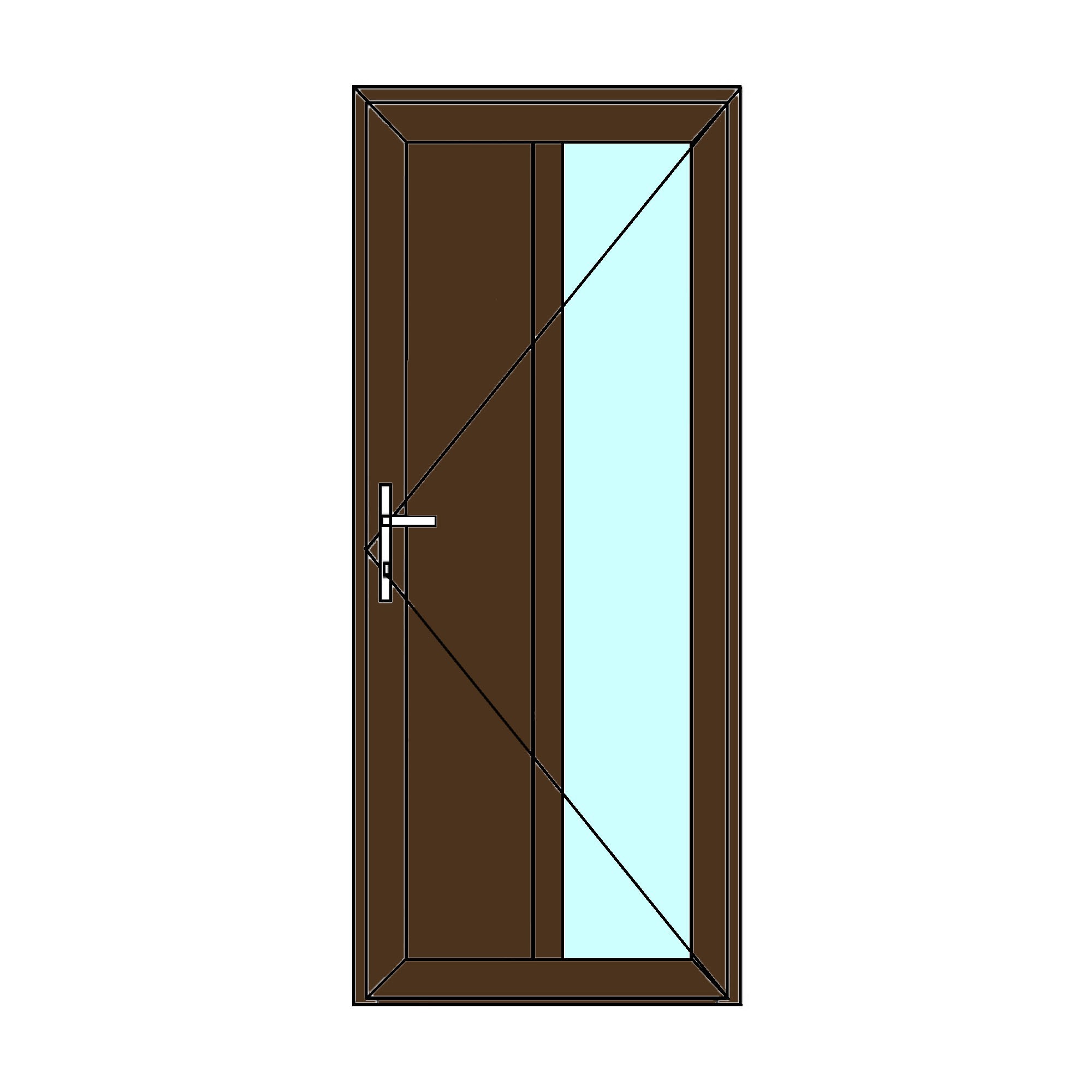 Usa exterior APLAST, cu geam, stanga, PVC, 88 x 203 cm, maro inchis