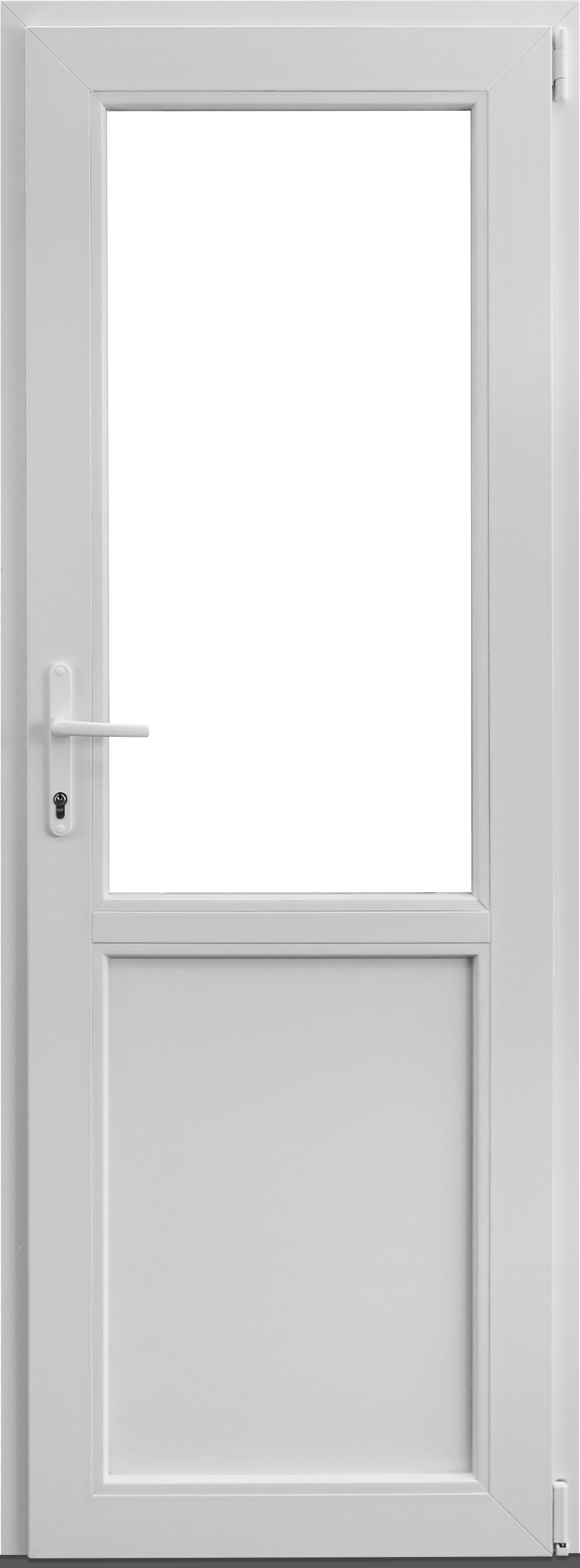 Usa exterior APLAST, cu geam, stanga, PVC, 88 x 205 cm, alb