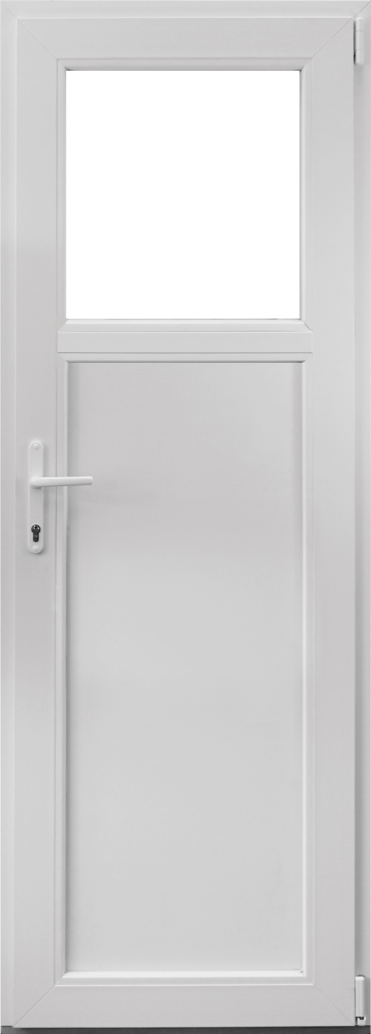 Usa exterior APLAST, cu geam, stanga, PVC, 78 x 205 cm, alb