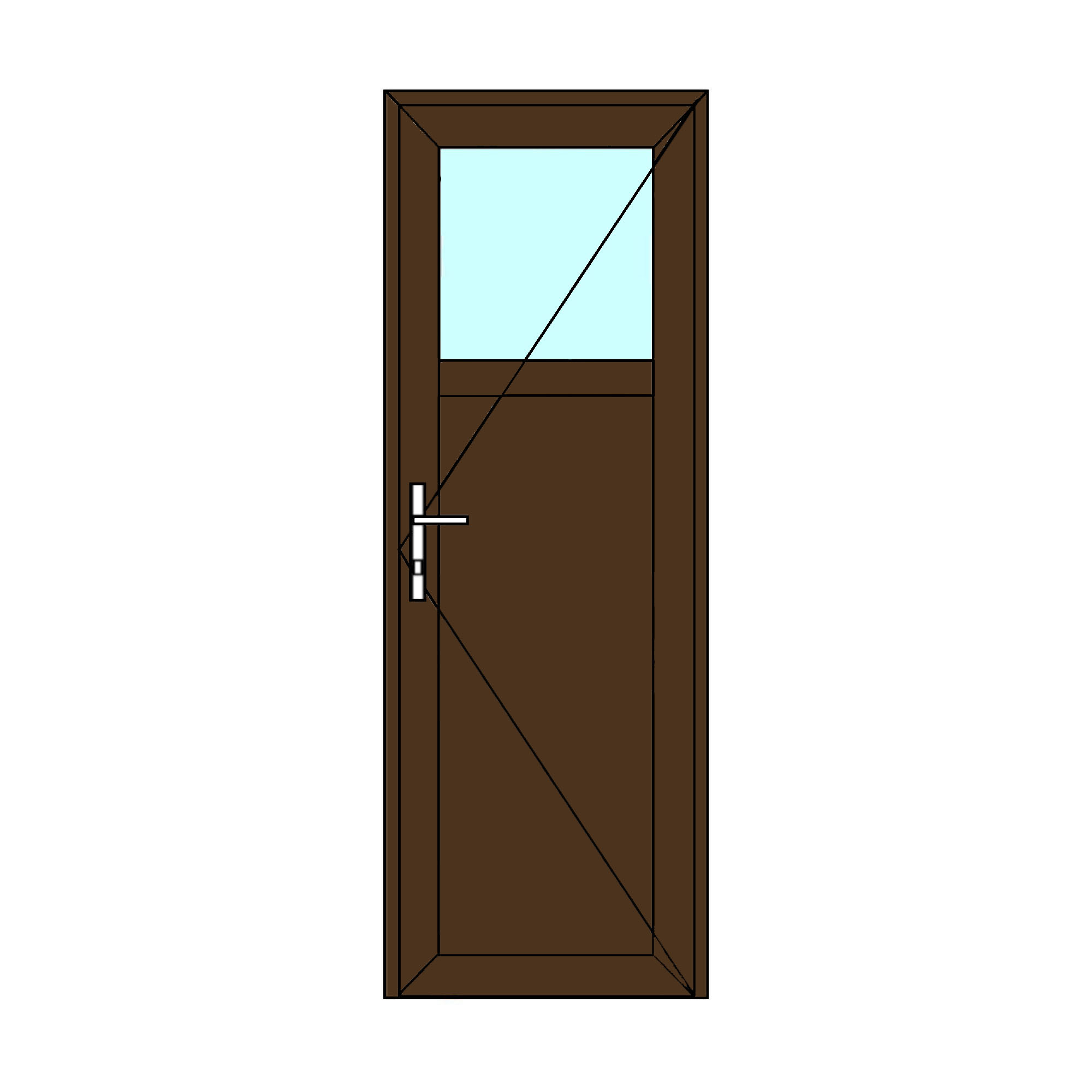 Usa exterior APLAST, cu geam, stanga, PVC, 88 x 205 cm, maro inchis