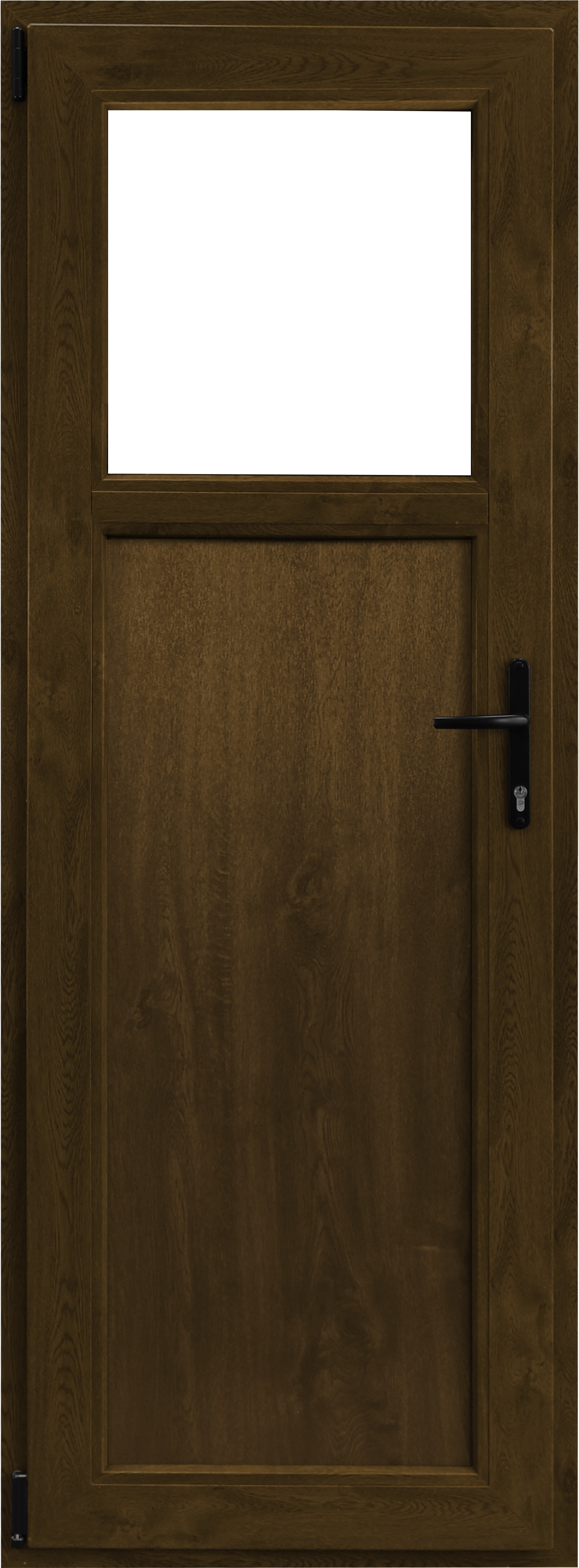 Usa exterior APLAST, cu geam, dreapta, PVC, 88 x 205 cm, maro inchis