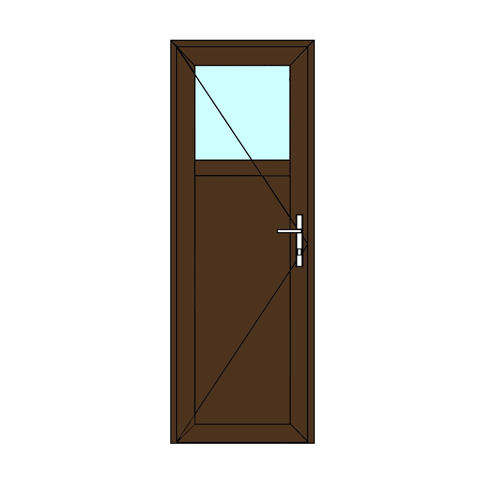 Usa exterior APLAST, cu geam, dreapta, PVC, 88 x 205 cm, maro inchis