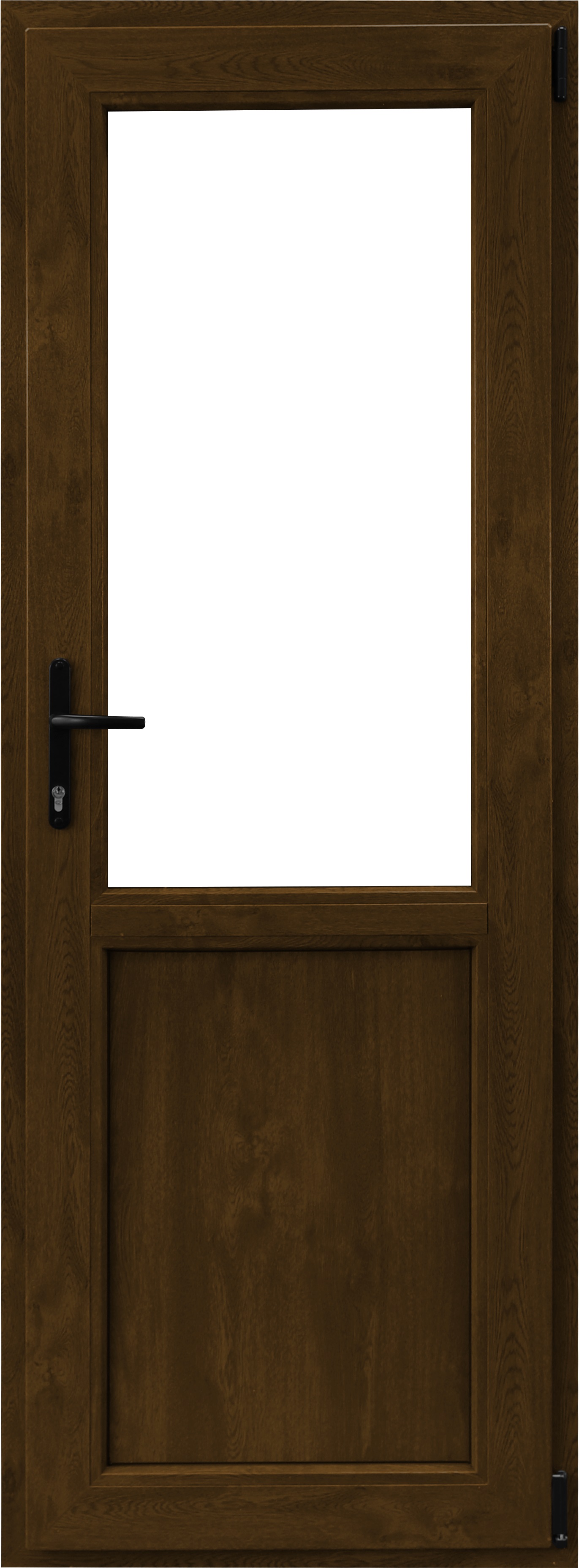 Usa exterior APLAST, cu geam, stanga, PVC, 88 x 205 cm, maro inchis