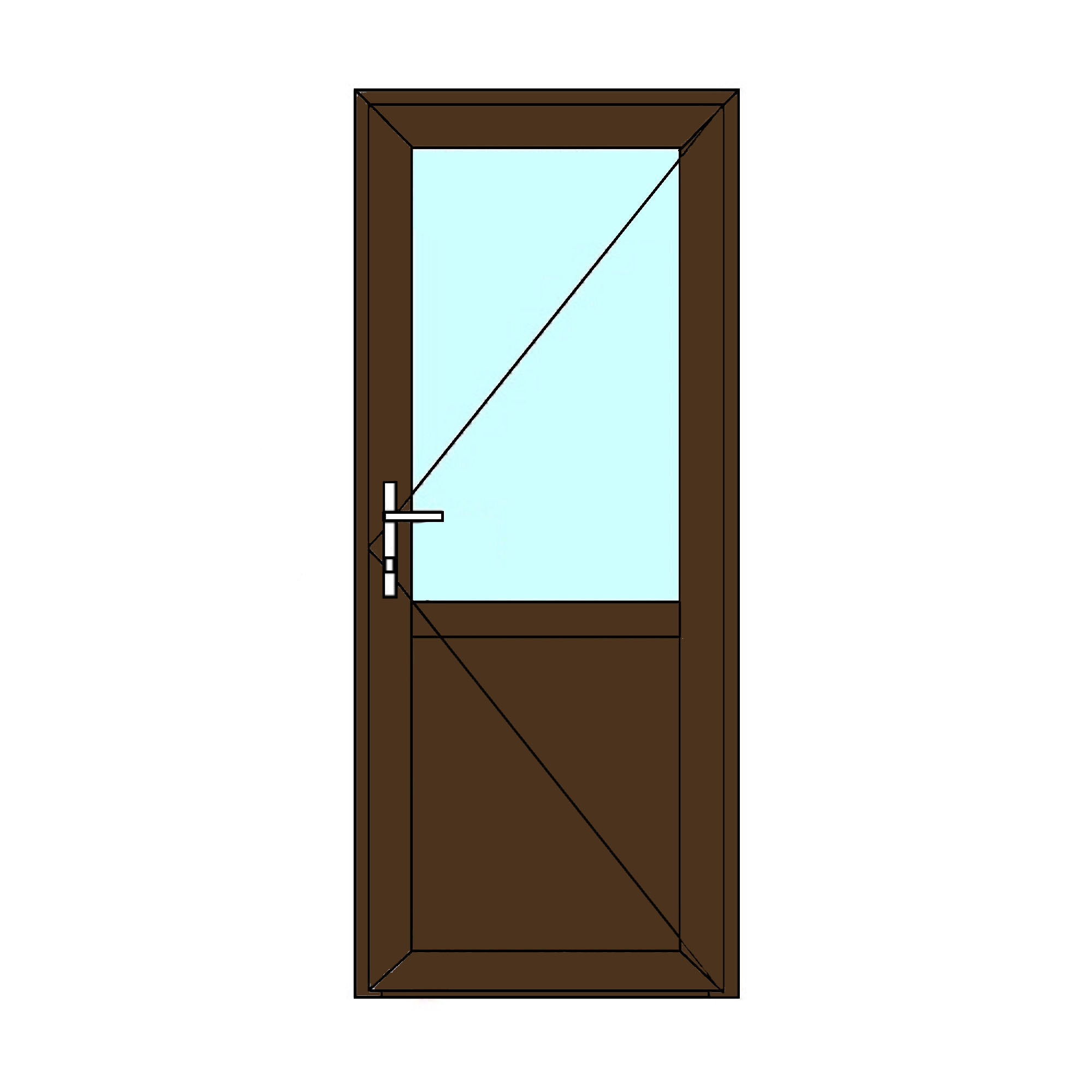 Usa exterior APLAST, cu geam, stanga, PVC, 88 x 205 cm, maro inchis