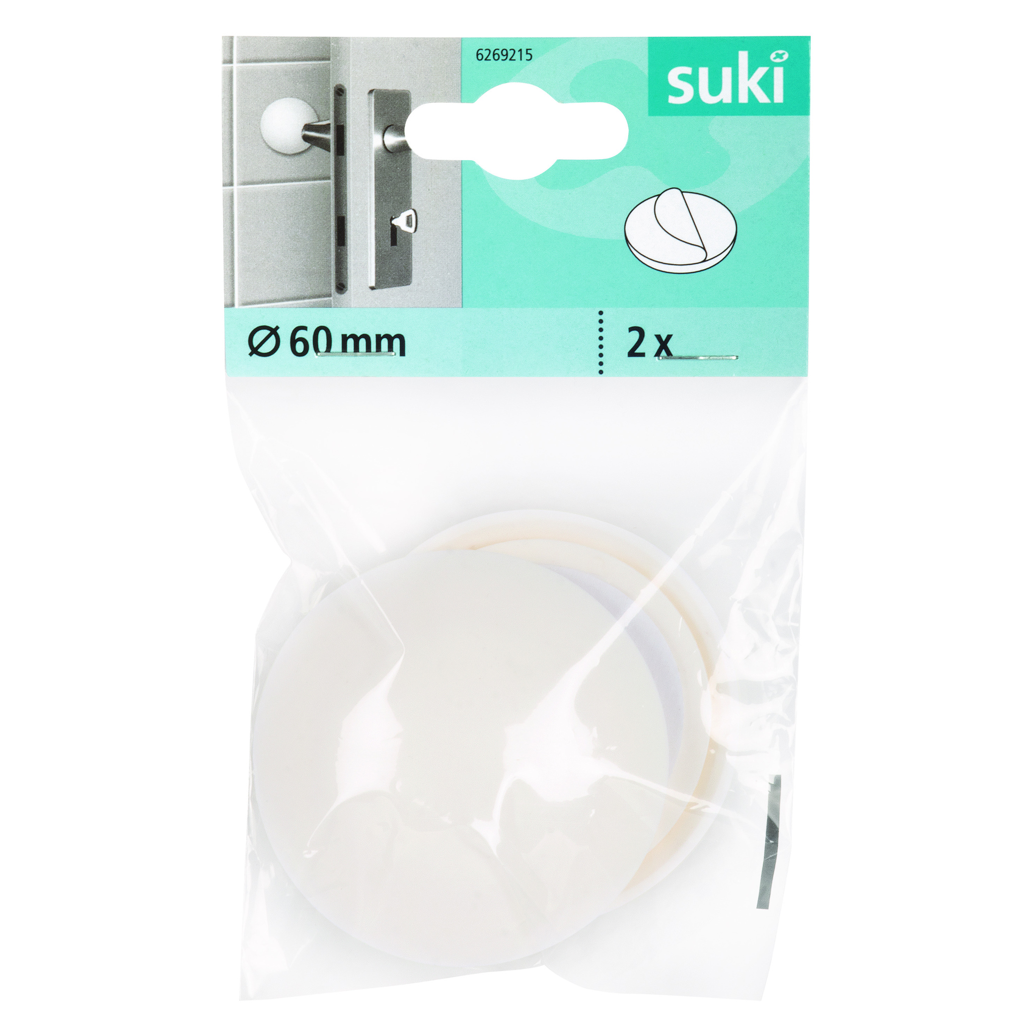 Set 2 opritoare usi tip tampon perete, plastic, 60 mm, alb
