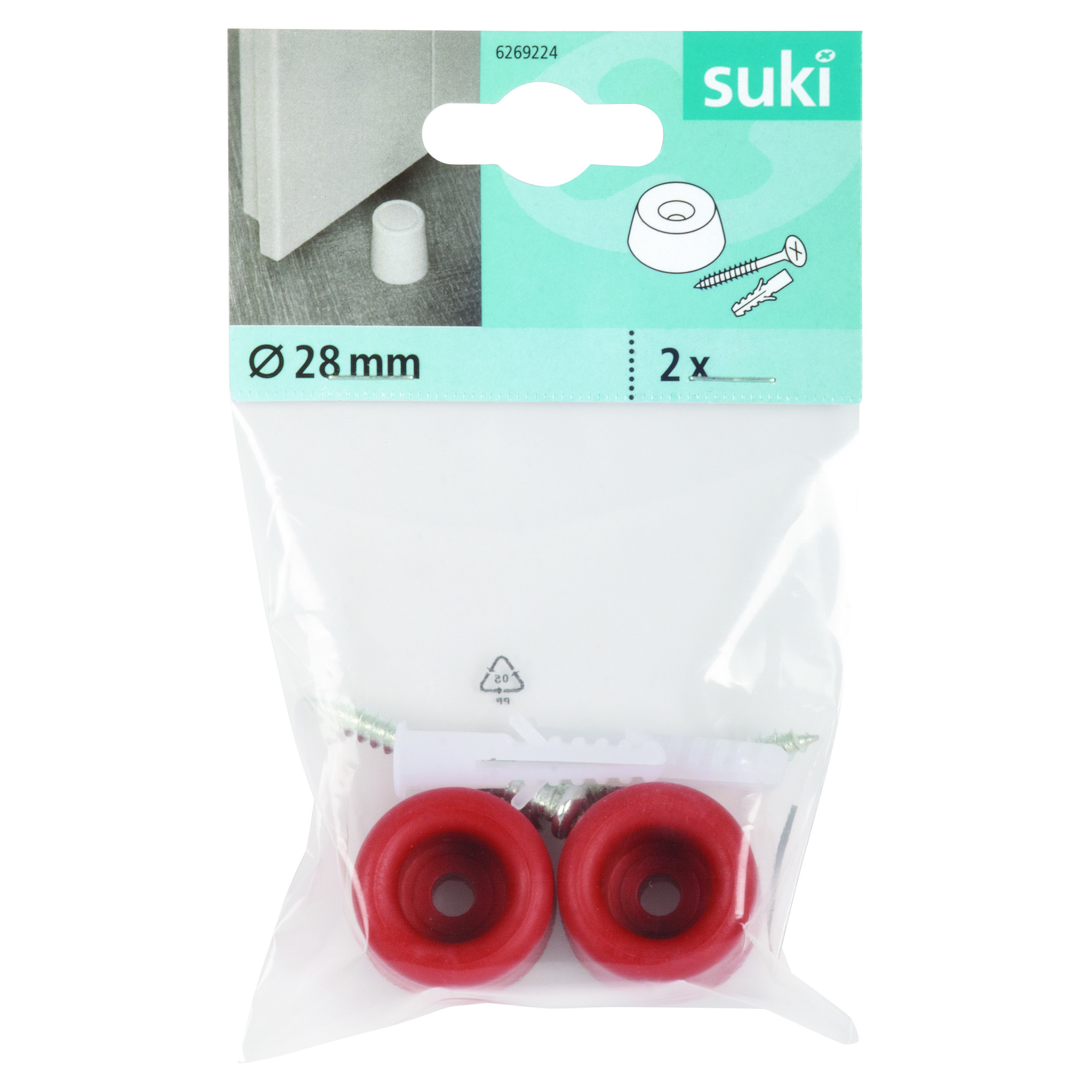 Opritor Usa Cu Surub 25Mm Rosu 2Buc