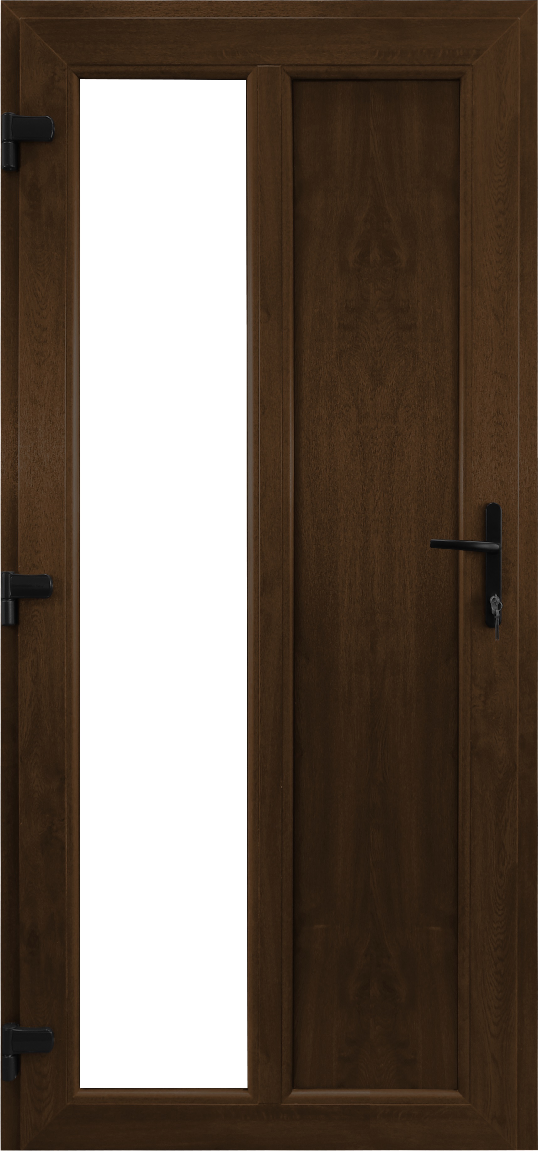 Usa exterior APLAST, cu geam, dreapta, PVC, 88 x 203 cm, maro inchis