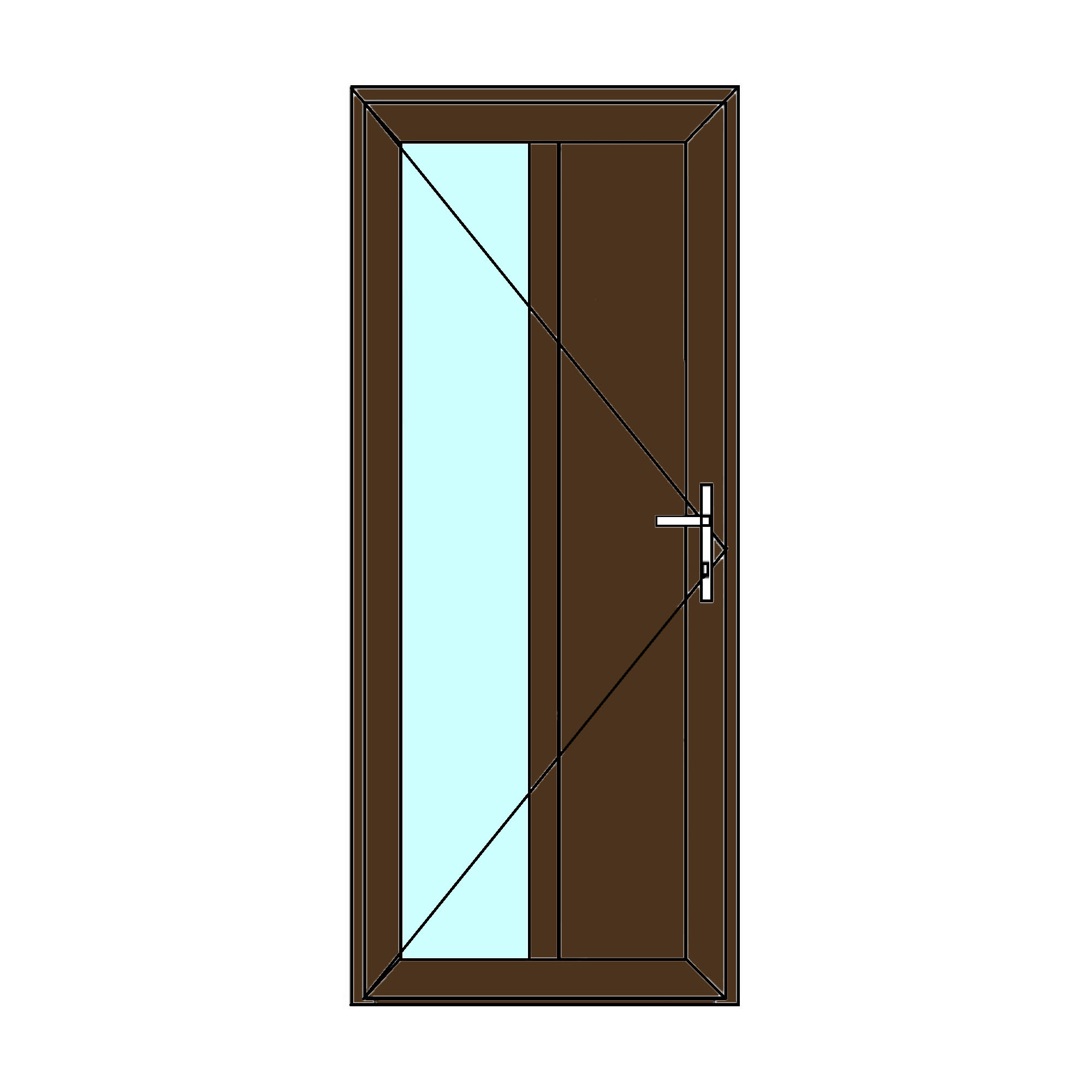 Usa exterior APLAST, cu geam, dreapta, PVC, 88 x 203 cm, maro inchis