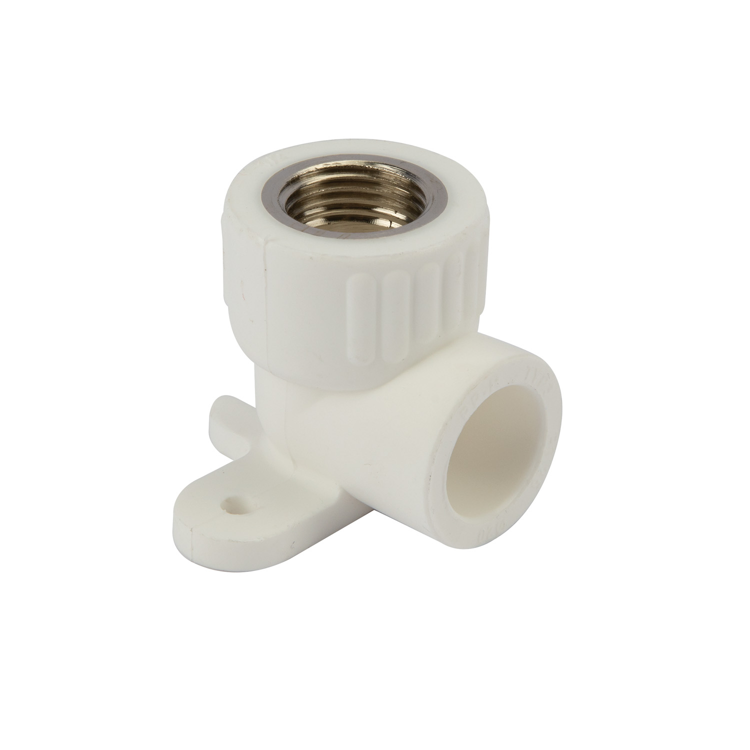 Cot perete plastic PPR, 20 mm, racord 1/2, unghi 90, simplu, alb