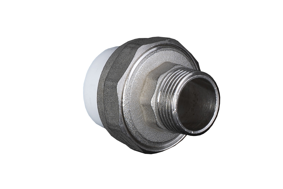 Racord olandez PPR, 32 mm, racord 1, filet exterior, alb