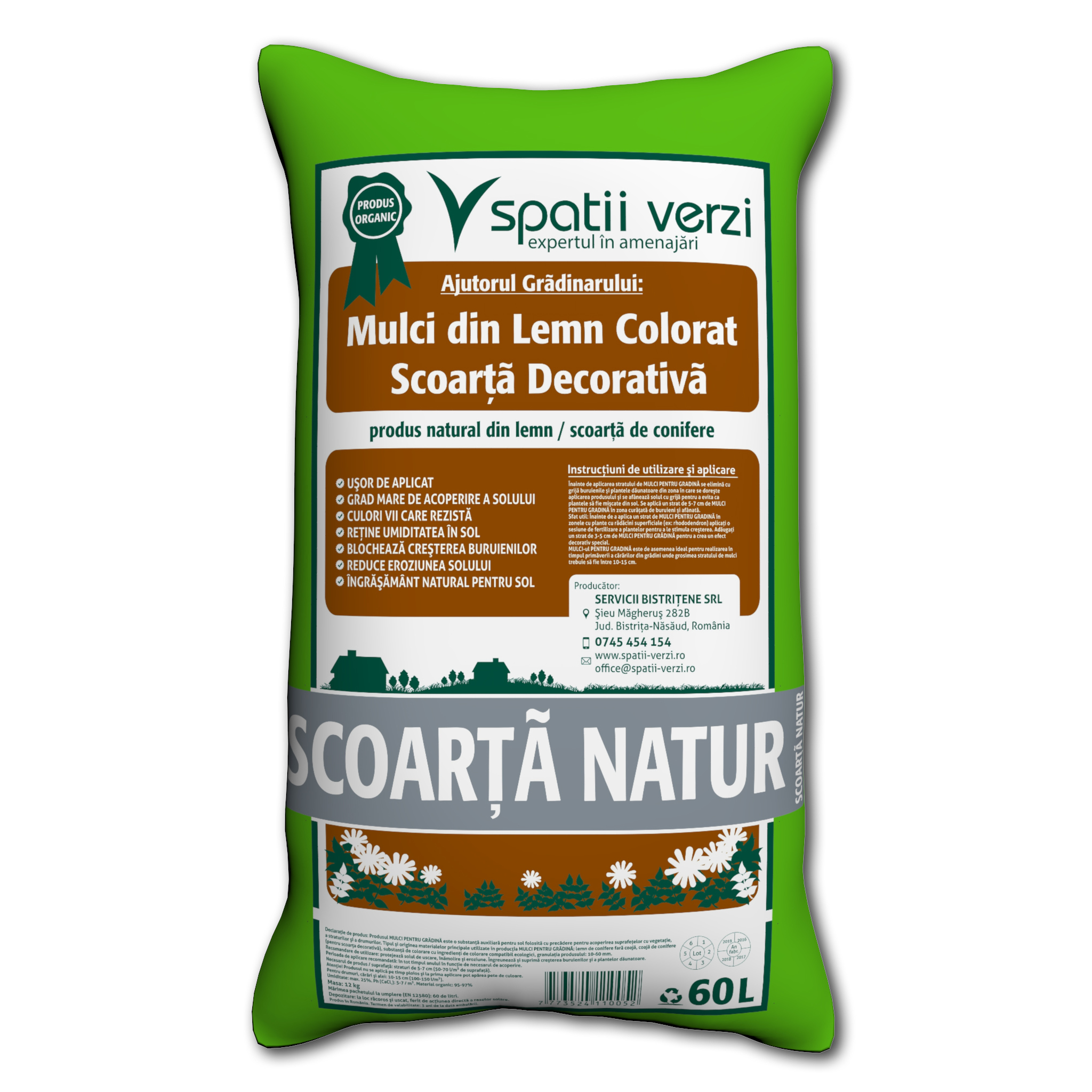 Mulci scoarta decorativa, natur, 60 L Spatii verzi