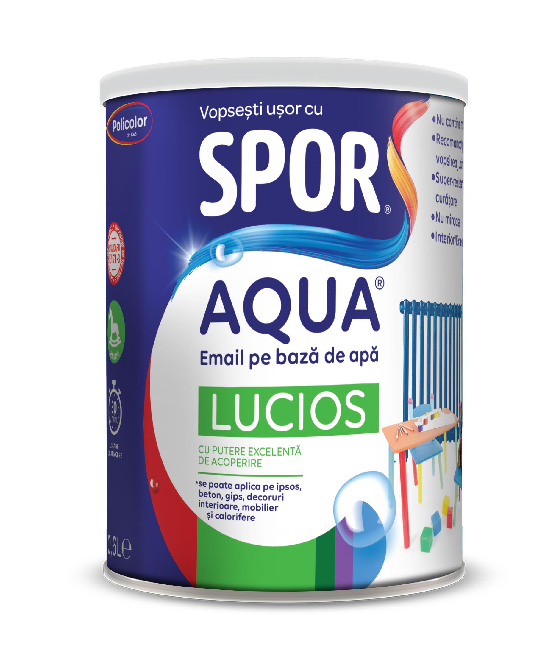 Email lucios, negru, 0.7 L  Spor Aqua