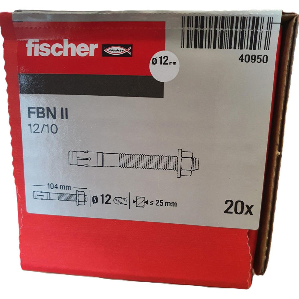 Ancora metalica FISCHER FBN II, 12 x 105 mm, 20 buc, argintiu