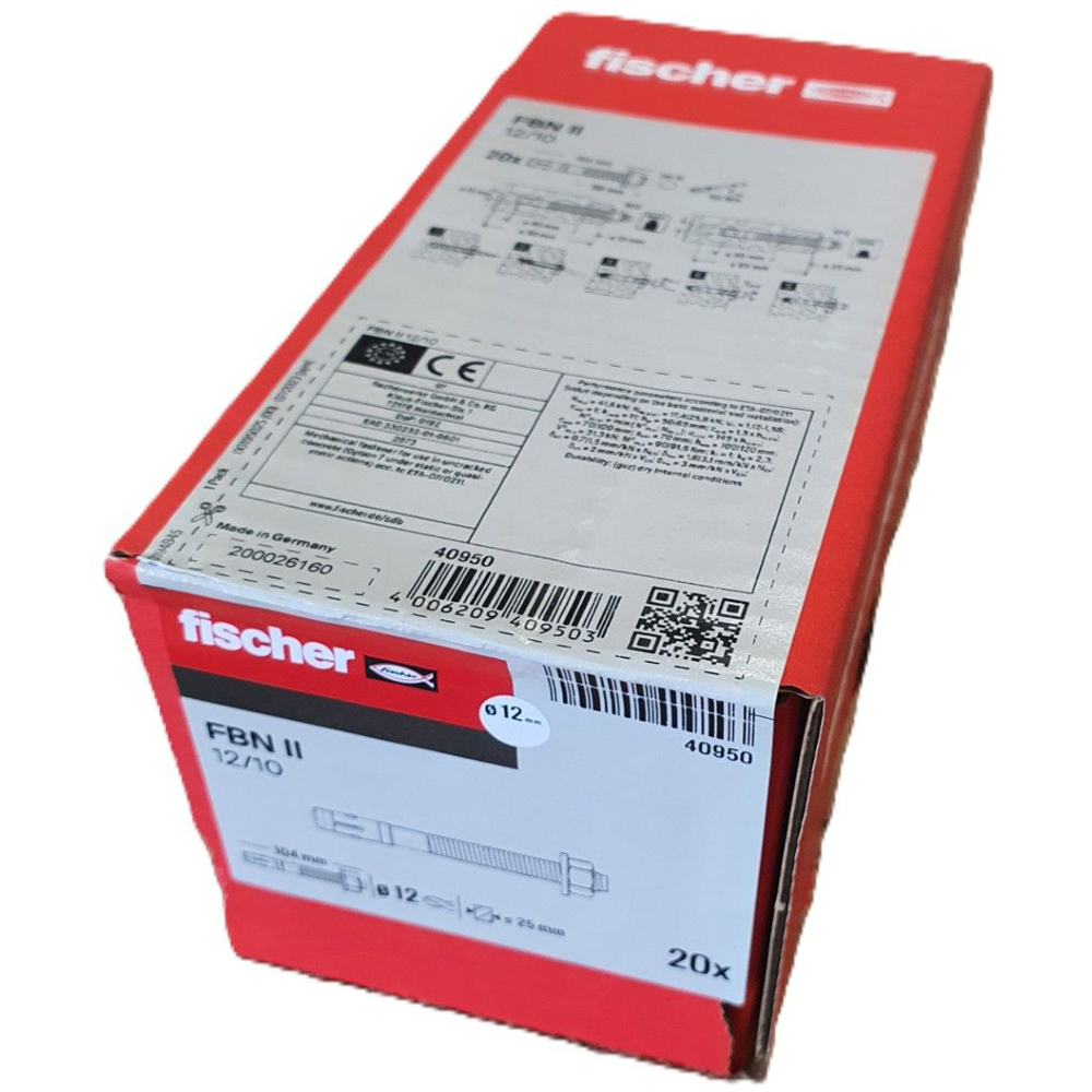 Ancora metalica FISCHER FBN II, 12 x 105 mm, 20 buc, argintiu