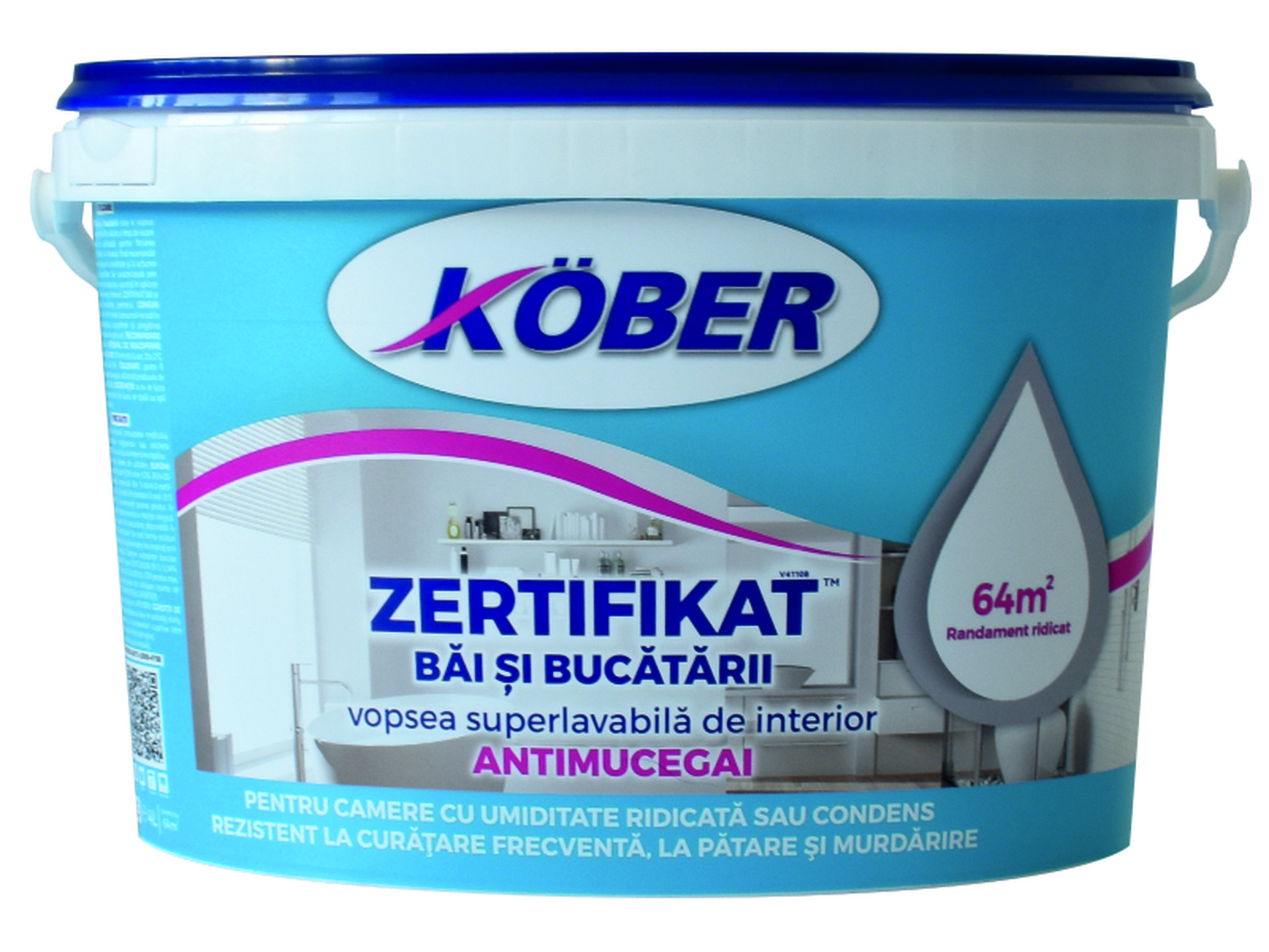 Vopsea lavabila Kober Zertifikat, alb, 4 L, Interior