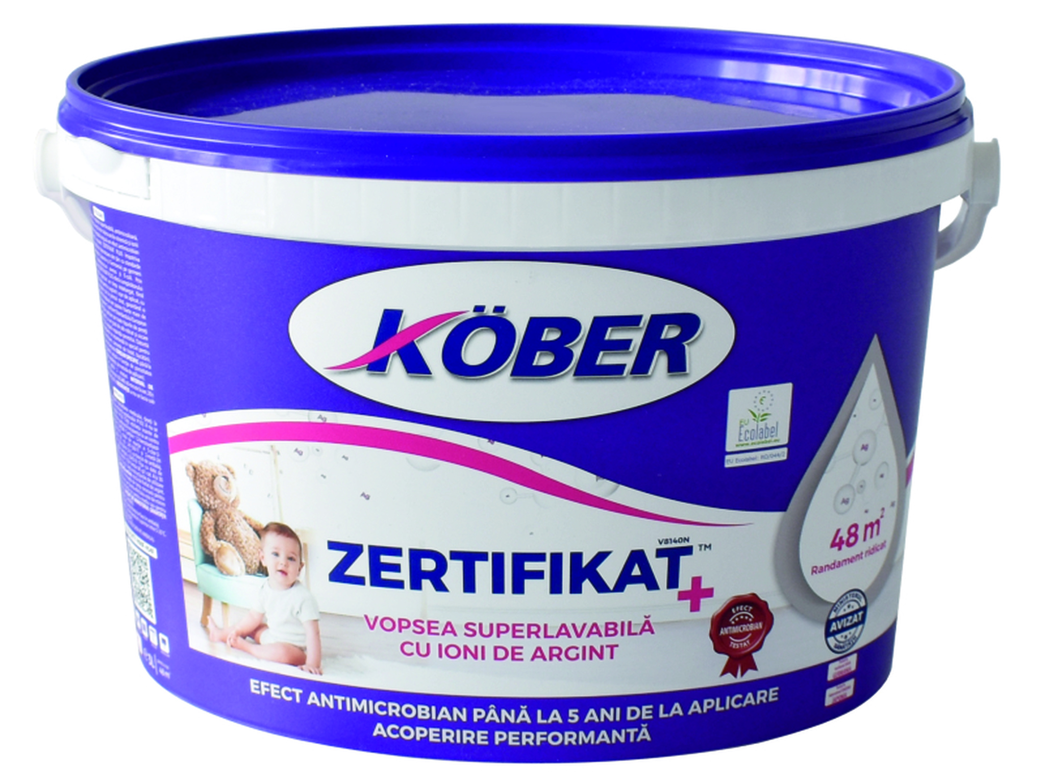 Vopsea lavabila Kober Zertifikat, alb, 3 L, Interior